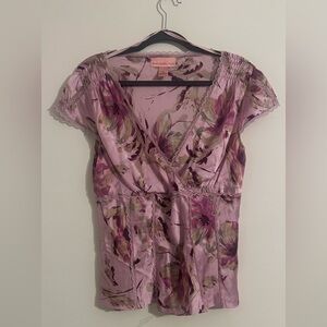 Bandolino Lavender Silk babydoll Blouse